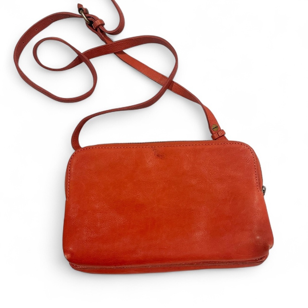 Madewell Burnt Orange Leather Crossbody Twin Pouch w Mirror​